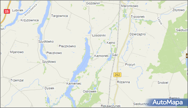 mapa Kamionek gmina Mogilno, Kamionek gmina Mogilno na mapie Targeo