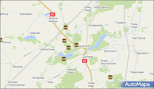 mapa Kamionka gmina Chojnice, Kamionka gmina Chojnice na mapie Targeo