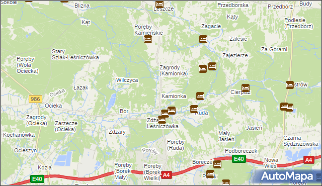 mapa Kamionka gmina Ostrów, Kamionka gmina Ostrów na mapie Targeo