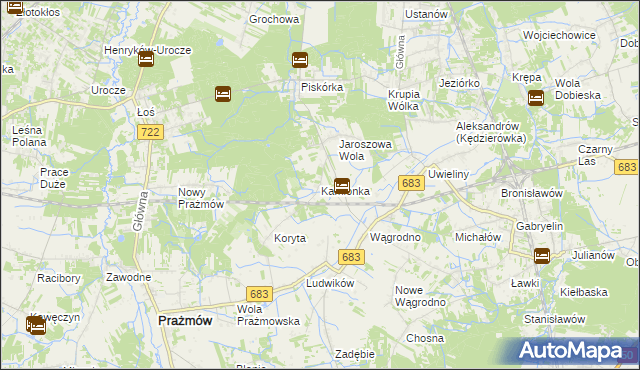 mapa Kamionka gmina Prażmów, Kamionka gmina Prażmów na mapie Targeo