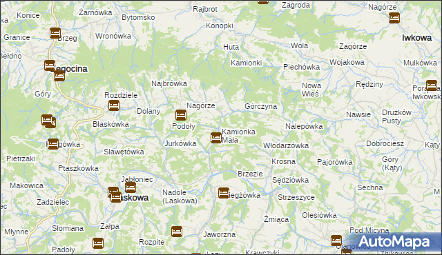 mapa Kamionka Mała gmina Laskowa, Kamionka Mała gmina Laskowa na mapie Targeo