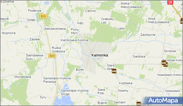 mapa Kamionka powiat lubartowski, Kamionka powiat lubartowski na mapie Targeo