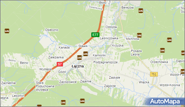 mapa Kamionki gmina Łączna, Kamionki gmina Łączna na mapie Targeo