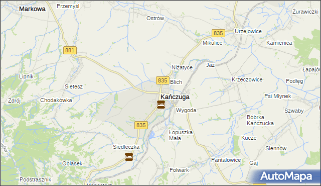 mapa Kańczuga powiat przeworski, Kańczuga powiat przeworski na mapie Targeo