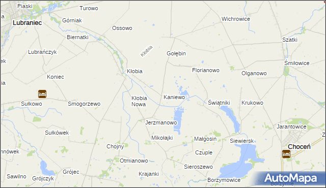 mapa Kaniewo gmina Boniewo, Kaniewo gmina Boniewo na mapie Targeo