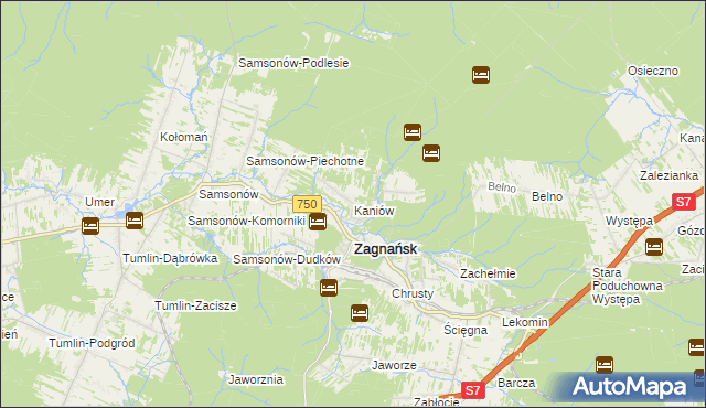 mapa Kaniów gmina Zagnańsk, Kaniów gmina Zagnańsk na mapie Targeo