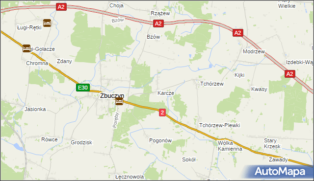 mapa Karcze gmina Zbuczyn, Karcze gmina Zbuczyn na mapie Targeo