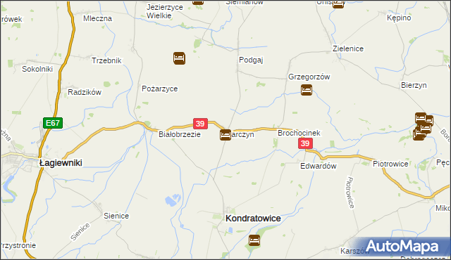 mapa Karczyn gmina Kondratowice, Karczyn gmina Kondratowice na mapie Targeo