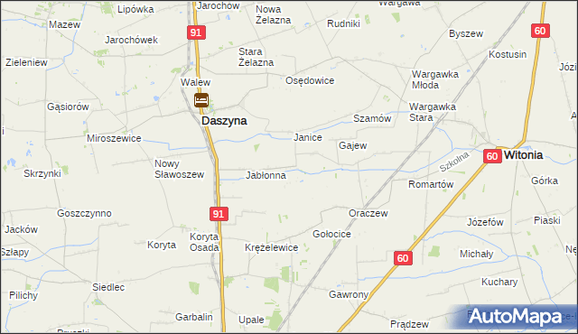 mapa Karkoszki gmina Daszyna, Karkoszki gmina Daszyna na mapie Targeo