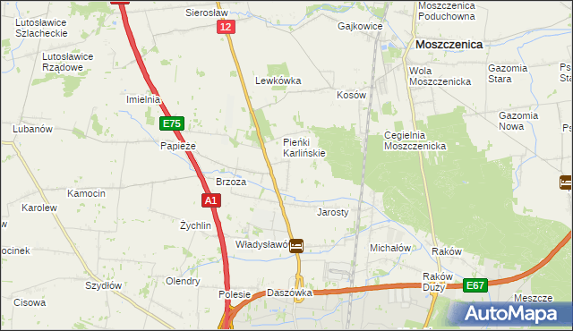 mapa Karlin gmina Moszczenica, Karlin gmina Moszczenica na mapie Targeo
