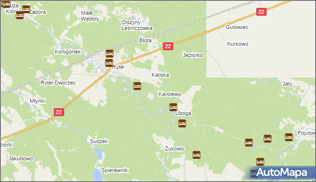 mapa Karolewo gmina Czersk, Karolewo gmina Czersk na mapie Targeo