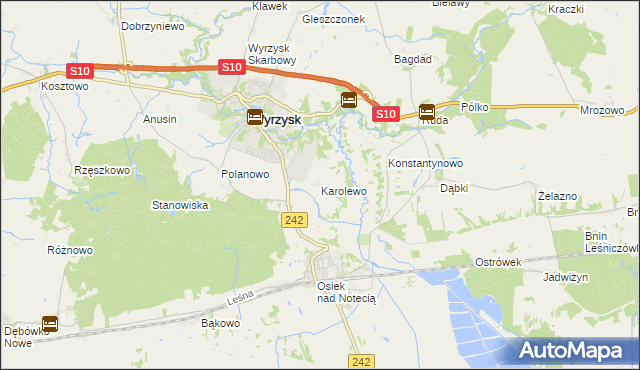 mapa Karolewo gmina Wyrzysk, Karolewo gmina Wyrzysk na mapie Targeo