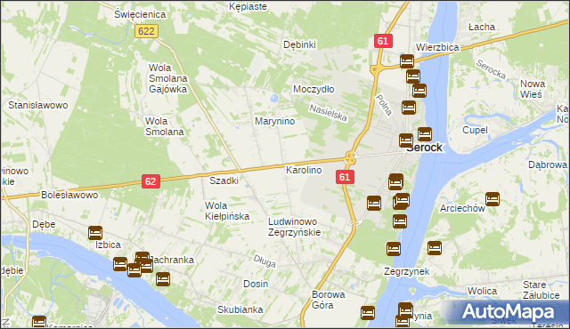 mapa Karolino gmina Serock, Karolino gmina Serock na mapie Targeo