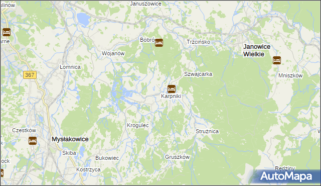 mapa Karpniki gmina Mysłakowice, Karpniki gmina Mysłakowice na mapie Targeo