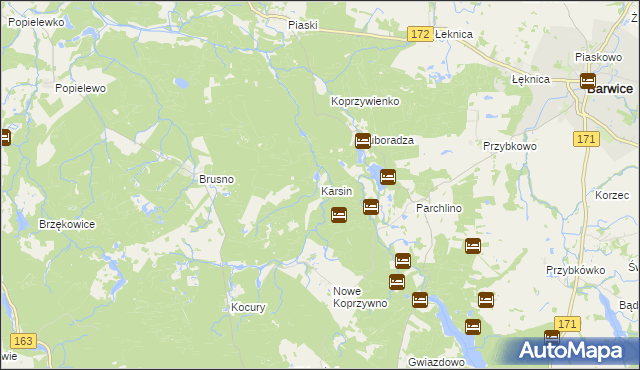 mapa Karsin gmina Połczyn-Zdrój, Karsin gmina Połczyn-Zdrój na mapie Targeo