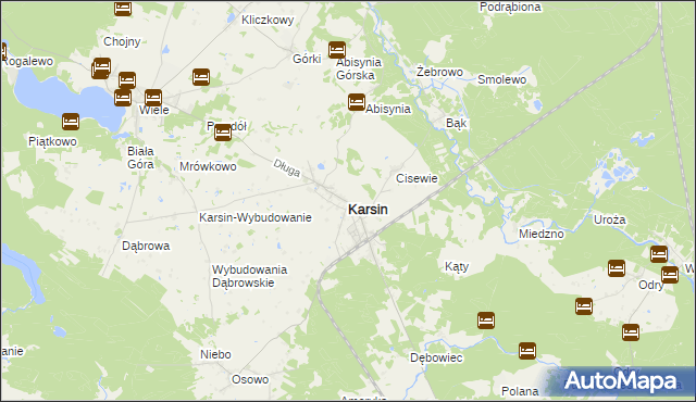 mapa Karsin powiat kościerski, Karsin powiat kościerski na mapie Targeo