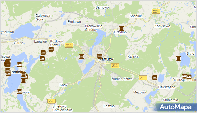 mapa Kartuzy, Kartuzy na mapie Targeo