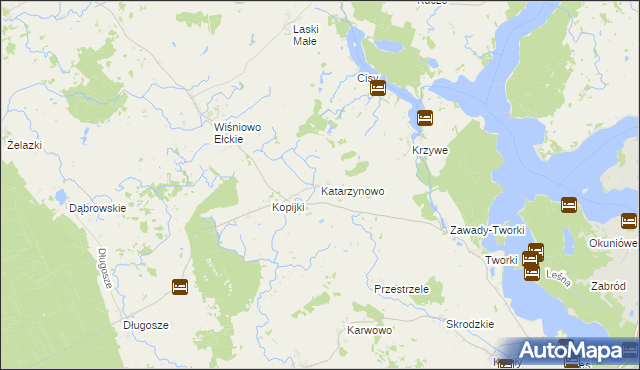 mapa Katarzynowo gmina Prostki, Katarzynowo gmina Prostki na mapie Targeo