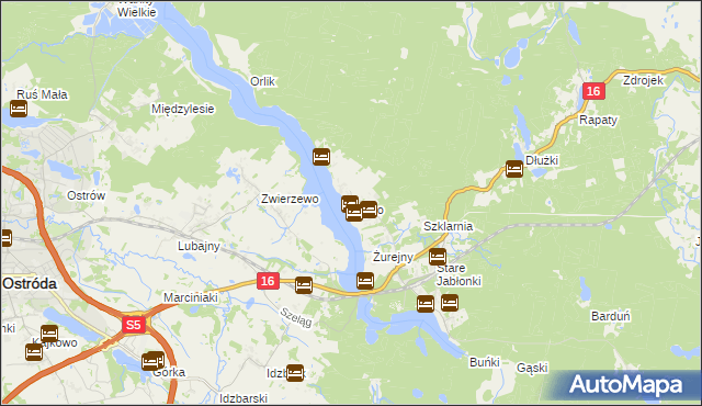 mapa Kątno gmina Ostróda, Kątno gmina Ostróda na mapie Targeo