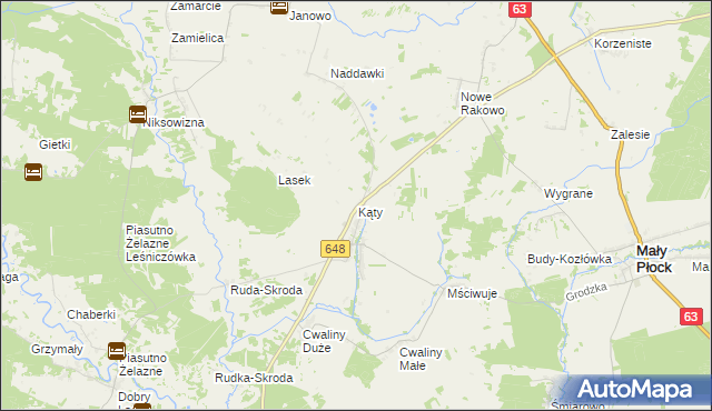mapa Kąty gmina Mały Płock, Kąty gmina Mały Płock na mapie Targeo
