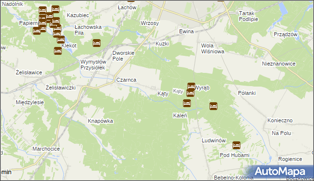 mapa Kąty gmina Włoszczowa, Kąty gmina Włoszczowa na mapie Targeo