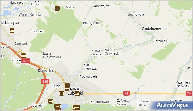 mapa Kawęczyn gmina Godziszów, Kawęczyn gmina Godziszów na mapie Targeo