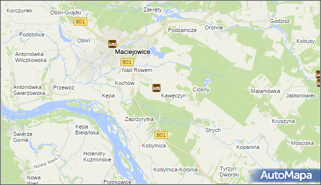 mapa Kawęczyn gmina Maciejowice, Kawęczyn gmina Maciejowice na mapie Targeo