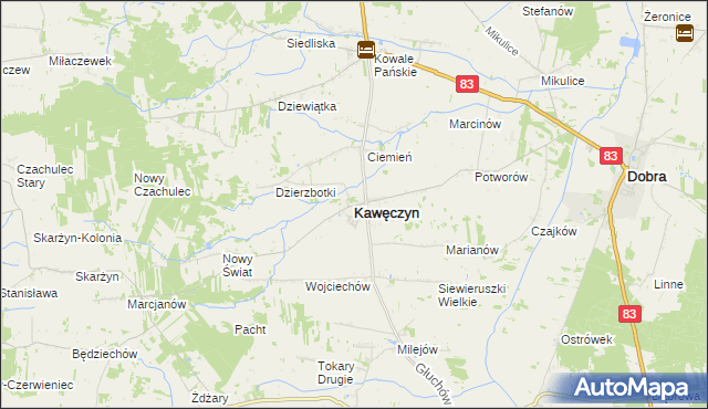 mapa Kawęczyn powiat turecki, Kawęczyn powiat turecki na mapie Targeo