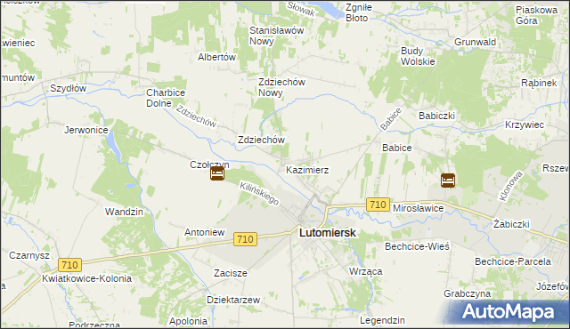 mapa Kazimierz gmina Lutomiersk, Kazimierz gmina Lutomiersk na mapie Targeo