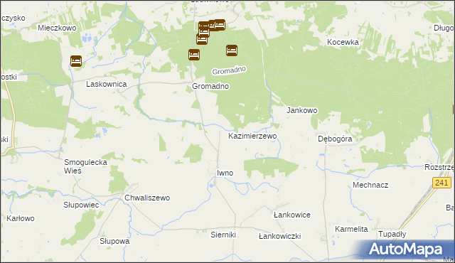 mapa Kazimierzewo gmina Kcynia, Kazimierzewo gmina Kcynia na mapie Targeo