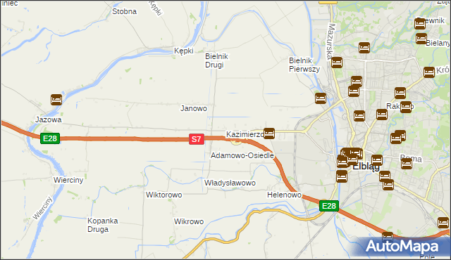 mapa Kazimierzowo gmina Elbląg, Kazimierzowo gmina Elbląg na mapie Targeo