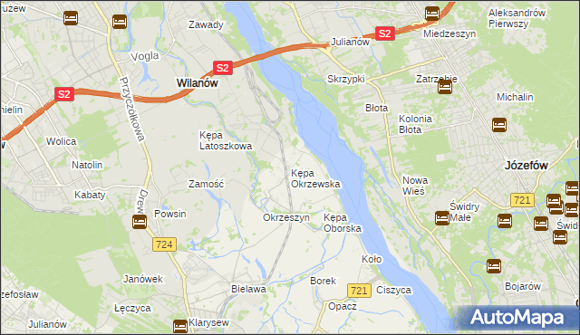 mapa Kępa Okrzewska, Kępa Okrzewska na mapie Targeo