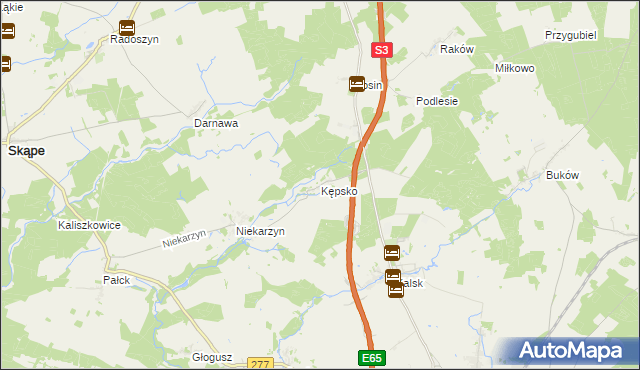 mapa Kępsko gmina Świebodzin, Kępsko gmina Świebodzin na mapie Targeo