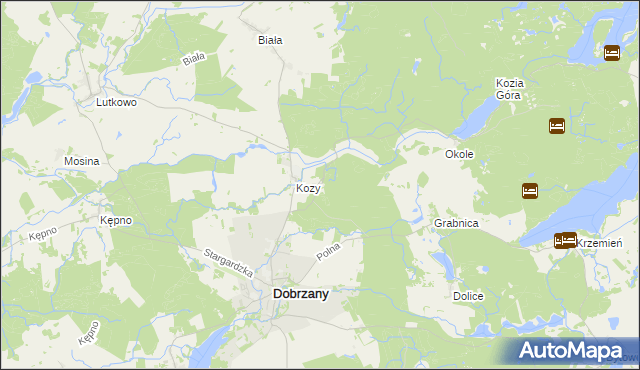 mapa Kielno gmina Dobrzany, Kielno gmina Dobrzany na mapie Targeo