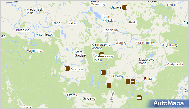 mapa Kiermuszyny Małe, Kiermuszyny Małe na mapie Targeo