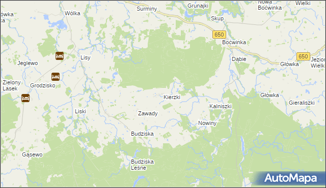 mapa Kierzki gmina Banie Mazurskie, Kierzki gmina Banie Mazurskie na mapie Targeo