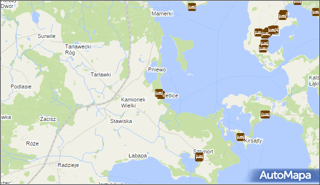 mapa Kietlice gmina Węgorzewo, Kietlice gmina Węgorzewo na mapie Targeo