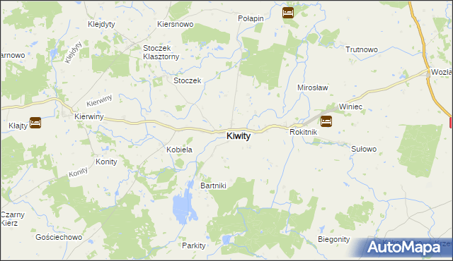 mapa Kiwity powiat lidzbarski, Kiwity powiat lidzbarski na mapie Targeo