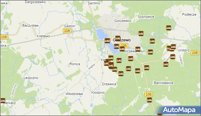 mapa Kłęby gmina Golczewo, Kłęby gmina Golczewo na mapie Targeo