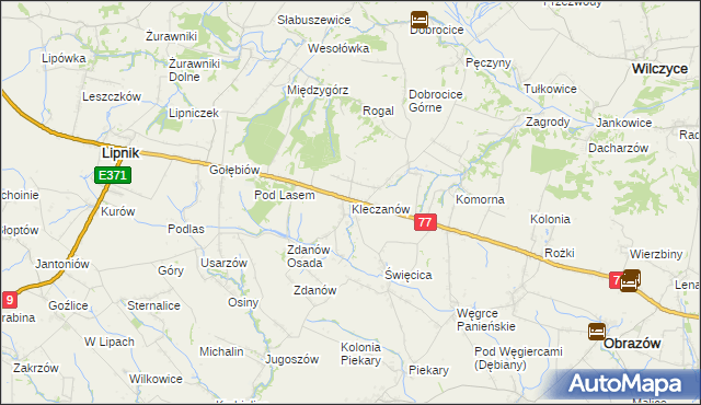 mapa Kleczanów, Kleczanów na mapie Targeo