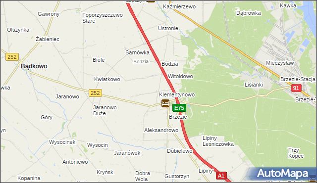 mapa Klementynowo, Klementynowo na mapie Targeo