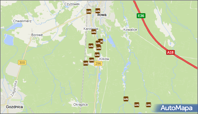 mapa Klików, Klików na mapie Targeo