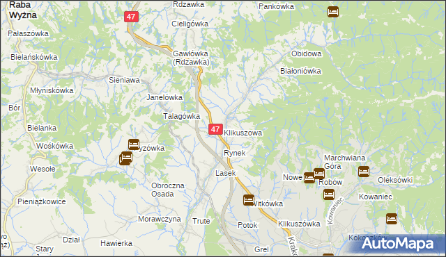 mapa Klikuszowa, Klikuszowa na mapie Targeo