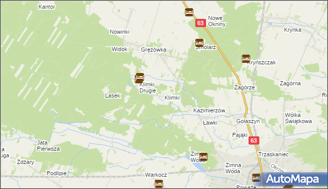 mapa Klimki gmina Łuków, Klimki gmina Łuków na mapie Targeo