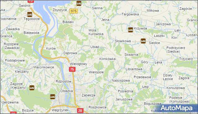 mapa Klimkówka gmina Chełmiec, Klimkówka gmina Chełmiec na mapie Targeo