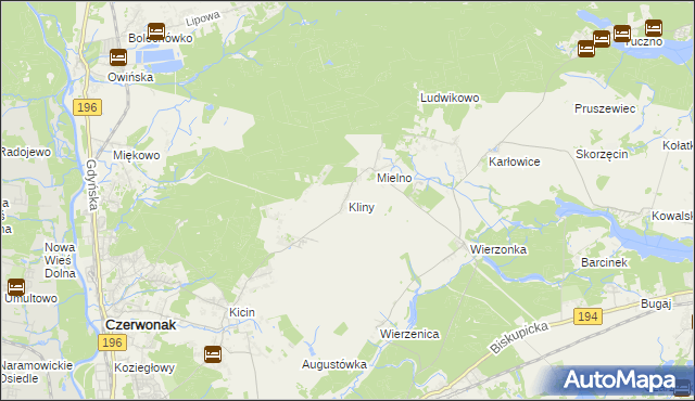mapa Kliny gmina Czerwonak, Kliny gmina Czerwonak na mapie Targeo