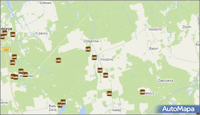 mapa Kłodzino gmina Rąbino, Kłodzino gmina Rąbino na mapie Targeo