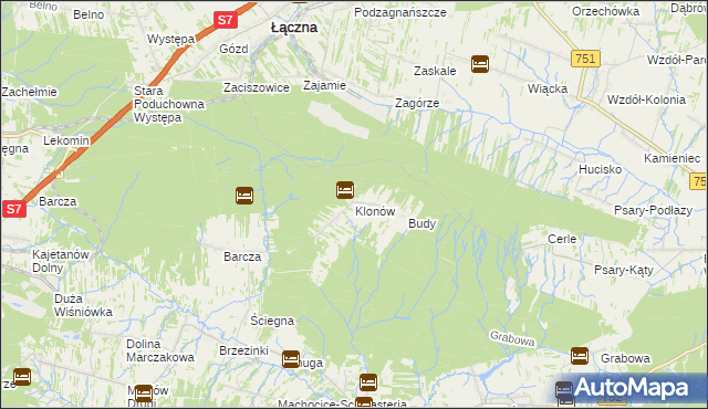 mapa Klonów gmina Łączna, Klonów gmina Łączna na mapie Targeo