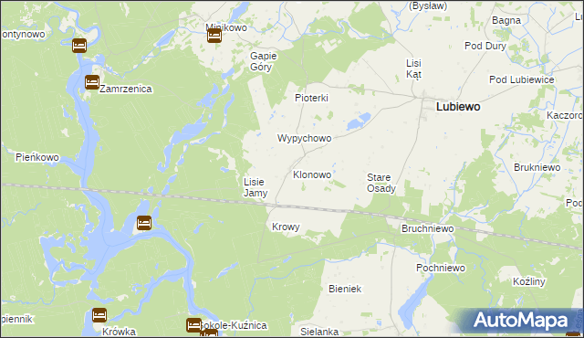 mapa Klonowo gmina Lubiewo, Klonowo gmina Lubiewo na mapie Targeo