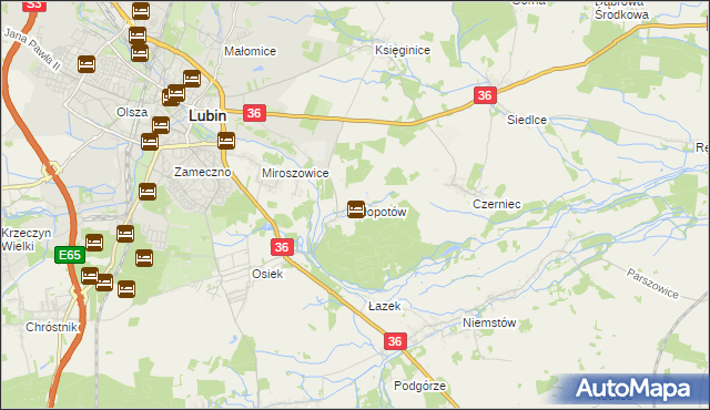 mapa Kłopotów gmina Lubin, Kłopotów gmina Lubin na mapie Targeo